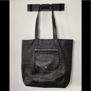 ANTHROPOLOGIE/ DAY & MOOD Heather Tote Soft Black Leather Shoulder Bag